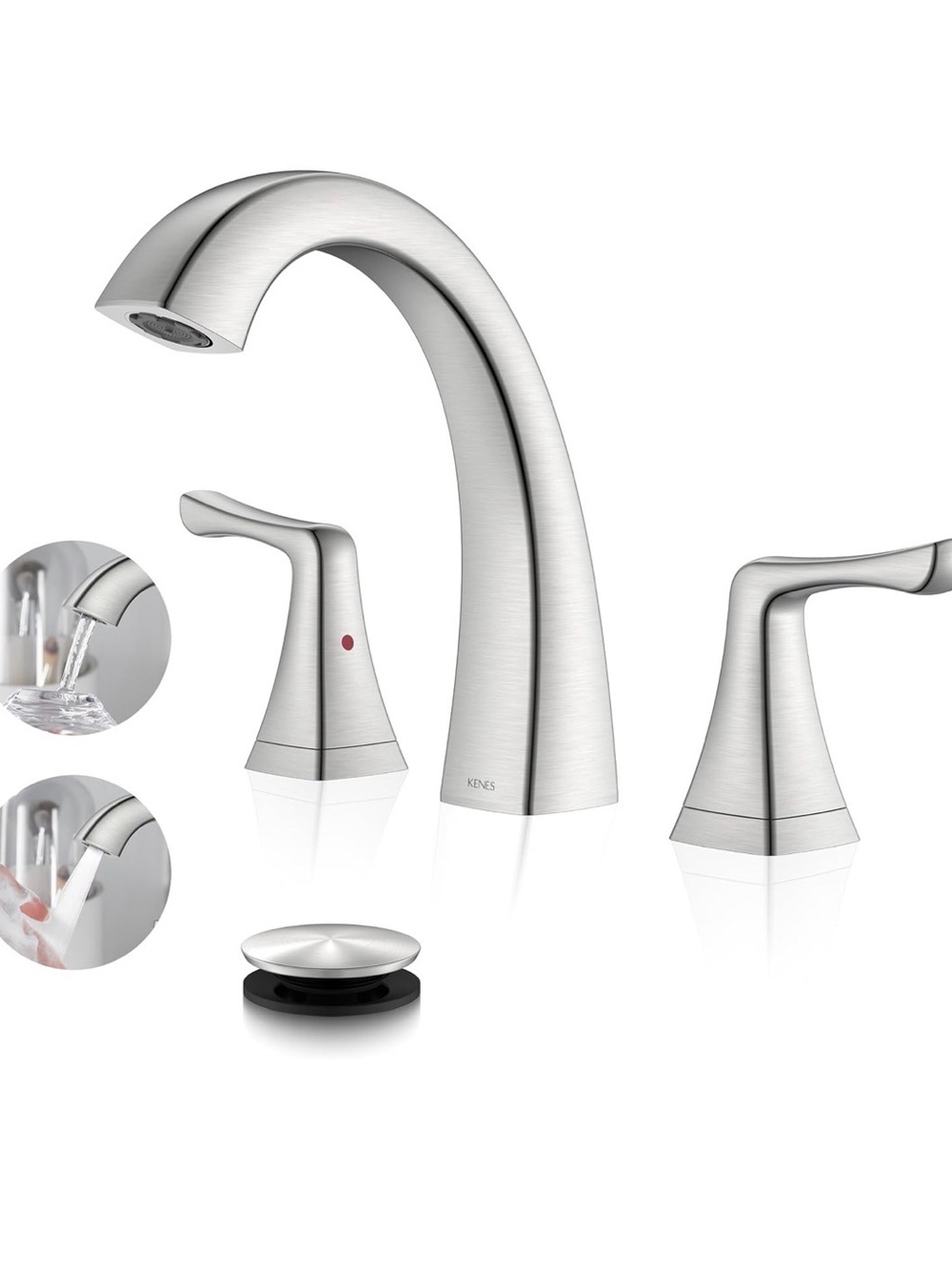 Brushed Nickel 3-Hole Bathroom Faucet, Lead-Free Certified - New in Box